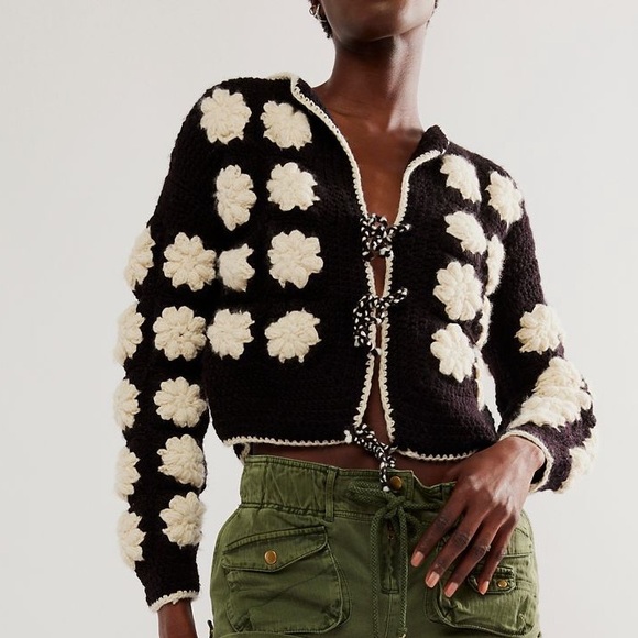 Free People Tach Dana Crochet Knit Cardi - Picture 4 of 9